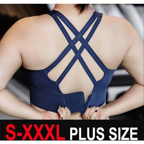 Cloud Hide S-XXXL Hot Sports Bra Yoga Shirt Women Cross-back Sports Top Bra Big Lady Sexy Sportswear Push Up Underwear Plus Size