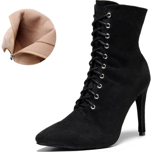 Winter Closed Toe Latin Dance Sandals For Woman Soft Sole Ballroom Latino Dance Boots For Girls High Heel Bachata Salsa Shoes