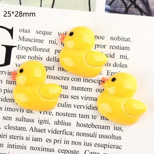 10pcs Kawaii Resin Yellow Duck Miniature Art Flatback Cabochon DIY Decorative Craft Scrapbooking Embellishment Accesssories