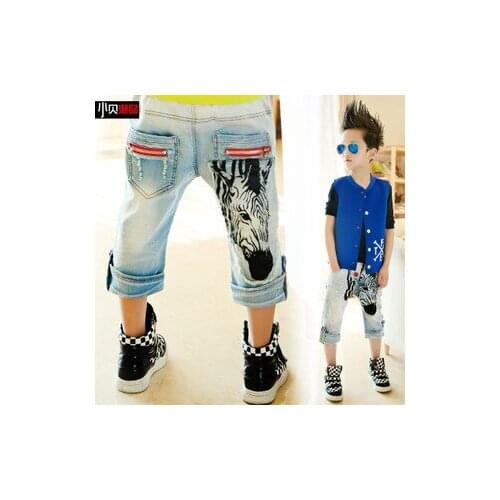 2017 Summer baby clothing baby boys pants kids jeans for boys denim pants knee length casual pants for children meia calca 3-12Y