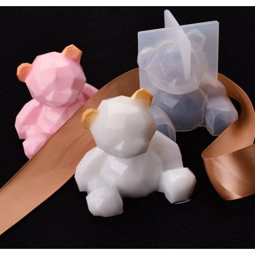 3D Geometric Bear Silicone Mold Candle Mold Plaster Mold for DIY Crafts Decorations Car Decoration Accessories Home Ornaments