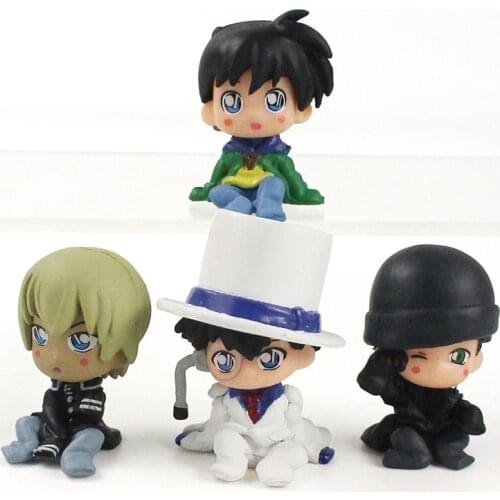 4pcs Detective Conan Figures Conan Bourbon Furuya Rei Akai Shuuichi Kid the Phantom Thief Anime Model Toys