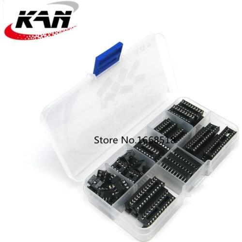 66Pcs/Lot DIP IC Sockets Adaptor Solder Type Socket Kit 6,8,14,16,18,20,24,28 Pin for arduino PCB Diy Kit