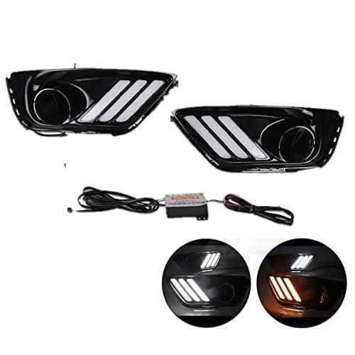 Car Daytime Running Lights Front Fog White DRL Driving with Yellow Signal Function Fog Bumper for Jeep Compass 2017 2018