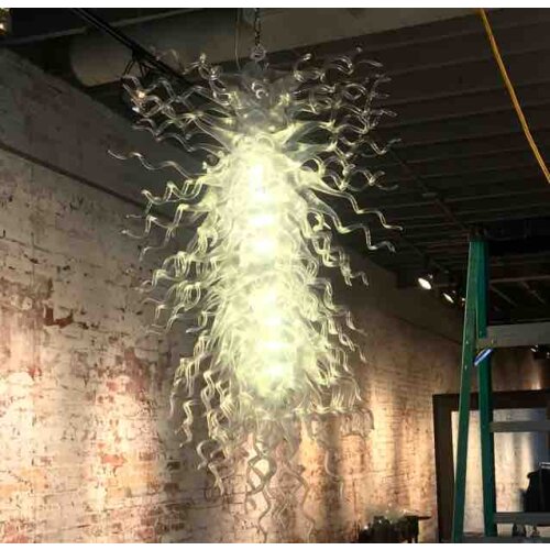 Large Clear Chandelier Hand Blown Glass Crystal Chandelier LED Bulbs Living Room Dining Room Art Decorative Lighting