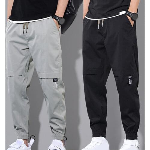 Cargo Pants Mid Rise Drawstring Men Full Length Loose Trousers elastic waist drawstring Pocket cargo pants night jogging Pants