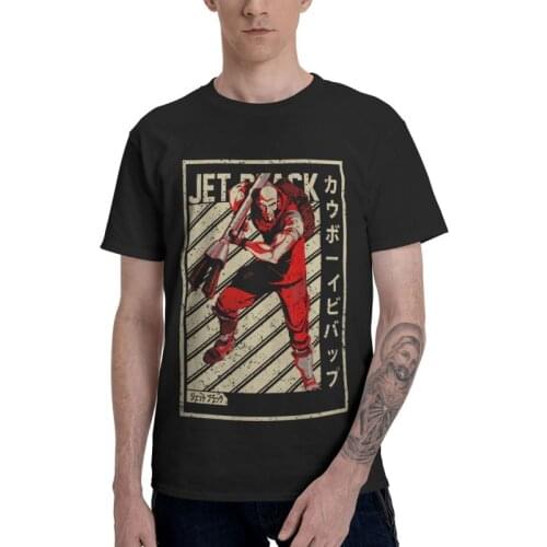 Cowboy Bebop Jet Black T-shirt Mens Harajuku T Shirt Short Sleeve 100% Cotton Science Fiction Anime Manga Tshirt Cool Tee Tops