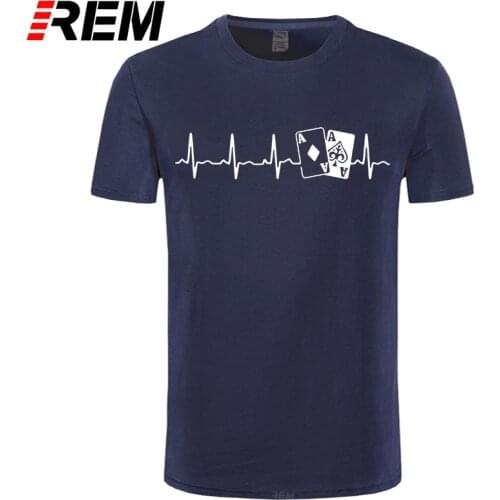 Tee shirt poker heartbeat shirt anime homme gray for men clothes splicing cotton cheap custom printed t shirts