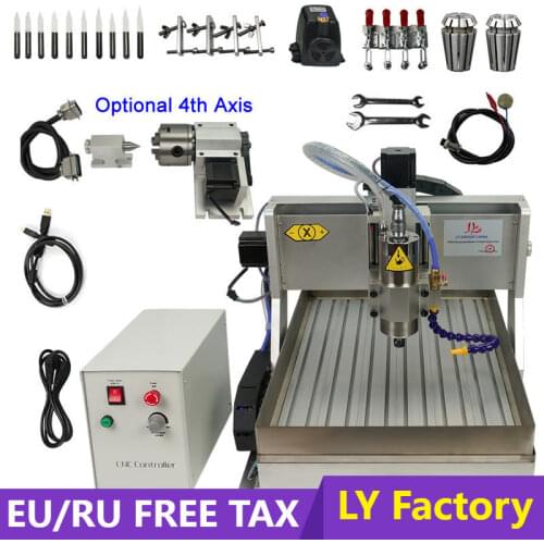 800W 1.5KW 2.2KW Desktop Metal CNC Engraving Machine USB 4 Axis 3040 CNC Router Cutter with Water Tank for Stone Milling