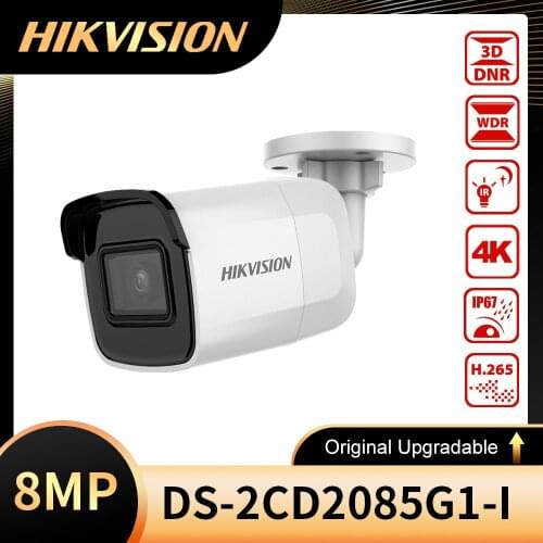 Hikvision Original 8MP 4K IP Camera DS-2CD2085G1-I IR Bullet Network Camera Darkfighter IR 30M IP67 IK10 Poe IPC SD Card Slot