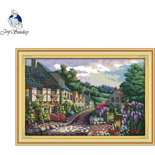 Joy Sunday The Mediterranean Scenery (2) Counted or Printed 14CT 11CT Cross Stitch Kits Embroidery Needlework Sets Home Decor