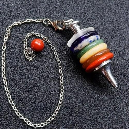 7 Chakra Reiki Healing Crystals Pendulum Energy Point Stone Pendant for Dowsing Divination Balancing Fashion Jewelry