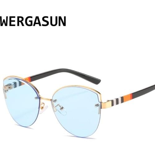 WERGASUN 2020 Fashion Lady Sun glasses Rimless Women Sunglasses Vintage Alloy Frame Classic Brand Designer Shades Oculo