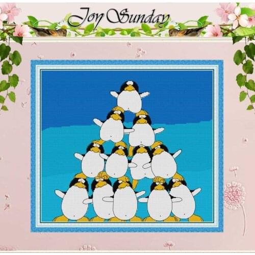 Penguin Pile Cartoon Counted Cross Stitch 11CT 14CT Cross Stitch Sets wholesale Chinese Cross-stitch Kits Embroidery Needlework