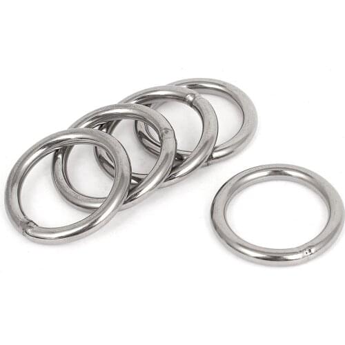 Uxcell 40mm x 5mm 201 Stainless Steel Strapping Welded O Rings 5 Pcs