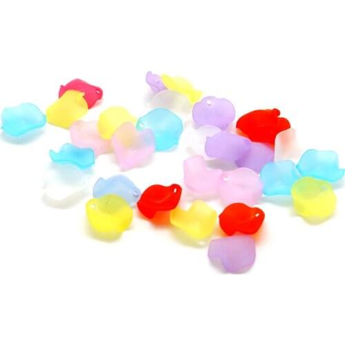 Wholesale 50pcs/lot Acrylic Flower Petal Beads Charms Pendants for DIY Earrings Making Accessories Handmade Jewelry Findings