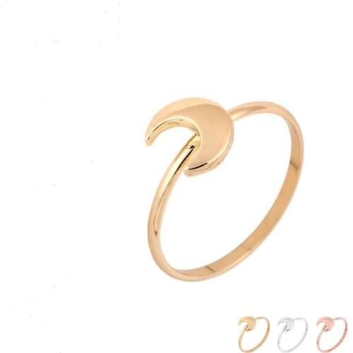 Wholesale 10pcs/Lot Thick Half Moon Rings Gold Silver Rose Gold-color Simple Jewelry Men Women Sailor Jewelry