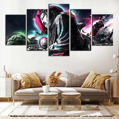 High Definition Printed 5 Pieces The Buddha Sends Beauty And Peace To Mankind Poster Canvas Art Draw Hall Bedroom Decoratio