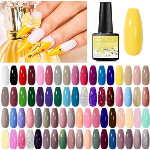 MEET ACROSS Nail Gel Polish Semi-permanent UV LED Lamp Glitter For Manicure Set Nail Art Nail Base Top Coat Gel lacquer Varnishe