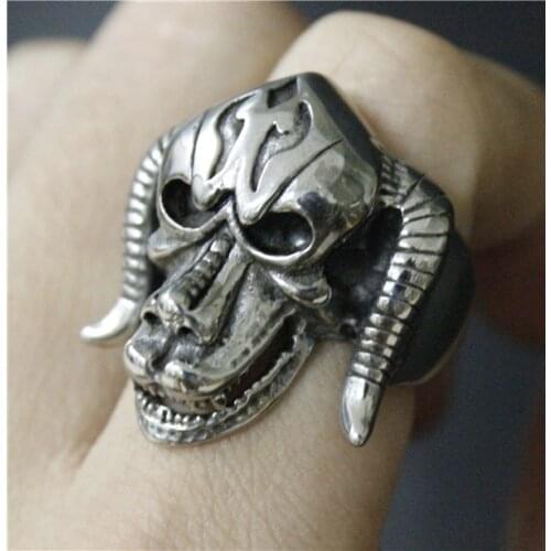 Size 7-13 Cool Fashion Goat Skull Ring 316L Stainless Steel Man Heavy Bull Head Skull Ring
