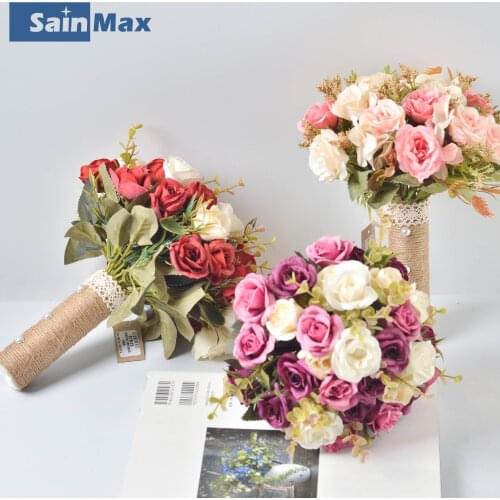 Sain Max Wedding Bouquet Bride Handhold Flowers Rose Peony Flower Decoration Simulation Flower Bride Flower Bouquet Artificial