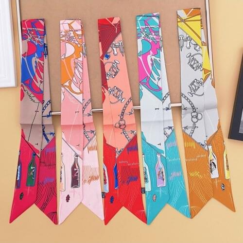 Wishing Bottle Luxury Brand Scarf Womens Silk Scarf Hair Band Decorative Scarf 2021 New Ladies Neck Shawl G64