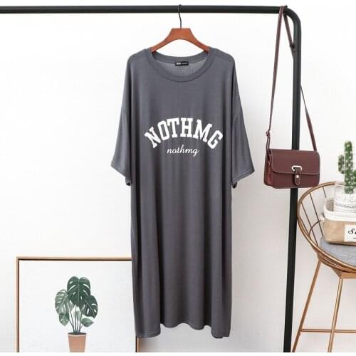 Loose Nightwear Night Dress Women New Half Sleeve Modal Sleepwear Casual Nightgowns For Lady Outside Fat Mm Nightshirt 5 Color
