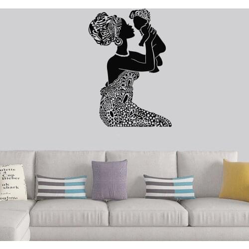 African Native Woman Mother With Baby Wall Stickers Nursery Baby Nursing Room Home Decoration Vinyl Stickers Mural ph679