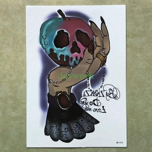Waterproof Temporary Tattoo Sticker large size skull toxic apple tatto stickers flash tatoo fake tattoos for women men