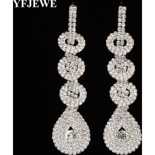 YFJEWE Top Quality Bridal Gold Rhinestone Crystal Earings Wedding Party Dangle Drop Earrings Jewelry E420