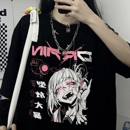 Women Y2K Cartoon Top Japanese Anime Harajuku Kawaii Korean Style Punk Summer Short Sleeve Loose Plus Size Dropshipping Clothes