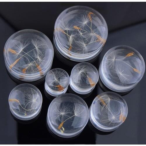 10-25mm Acrylic Dandelion Ear Plugs Tunnels Earring Gauges Hollow Double Flare Ear Tunnels Expanders Plugs Piercing Body Jewelry