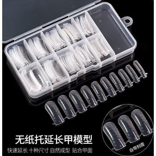 100 Pieces/Box Of Nail Extension Plastic Nail Mold Crystal Extension Without Paper Support Extension Nail Mold