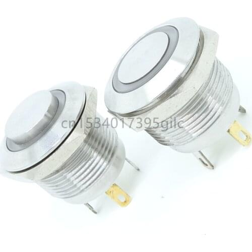 20pcs 19mm metal button switch short self-locking with light waterproof high head ring reset power switch