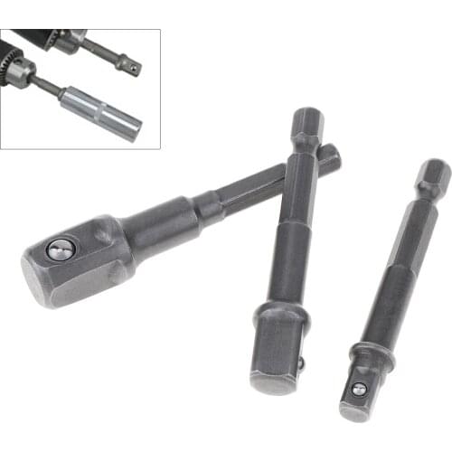 3pcs Electric Socket Extension with Square Head and Hexagonal Handle for Electric Screwdriver