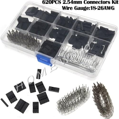 620pcs/set 2.54mm Dupont Connector Dupont Jumper Wire Cable Pin Header Dupont Plastic Shell Plug