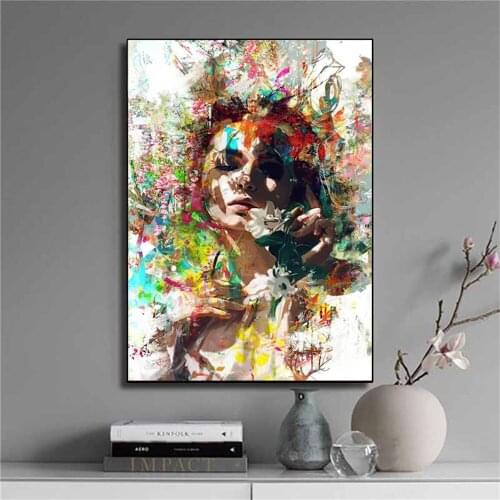 Abstract Sexy woman Canvas Paintings Street Graffiti Art Poster Wall Art Picture and Print For Girl Room Bedroom Home Decoration