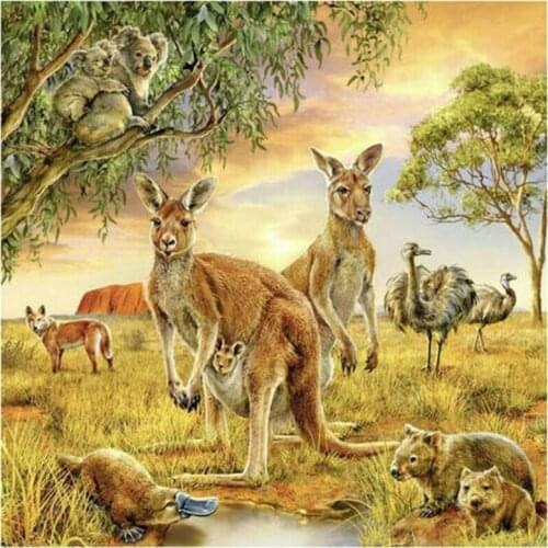Diamond painting kangaroo ostrich picture diy 5d diamond art animal full square / round mosaic canvas embroidery