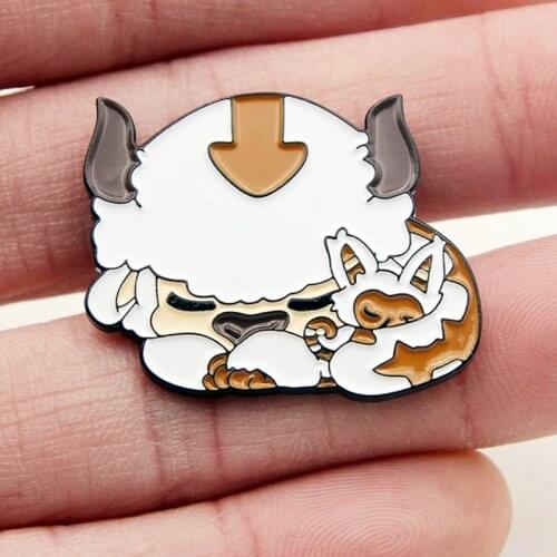 Avatar the Last Airbender Appa Momo Brooch Pins Enamel Metal Badges Lapel Pin Brooches Jackets Fashion Jewelry Accessories