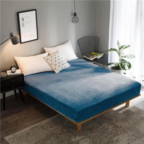 Bonenjoy 1 pc Coral Fleece Mattress Cover On Rubber Band King Size sabanas Fitted Sheet With Elastic Solid Color Warm Bed Linens
