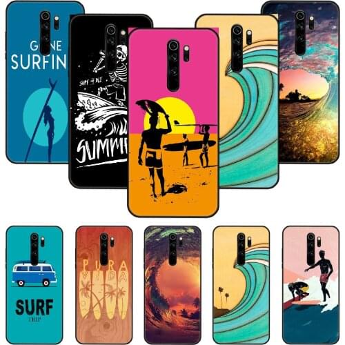 Phone Case For Xiaomi Redmi Note 8 8T 7 7A 9 9S 8A 4 5 Pro Black Cover Shell Tpu Funda Fashion Etui 3D Prime Sea SurfIng Board