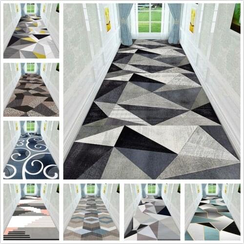 Geometric Printing Home Carpet Crystal Velvet Anti-slip Doormat Corridor Rug Balcony Kitchen Bedside Mat Living Room Area Rug