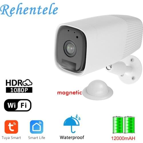 Tuya 1080P WIFI Battery Camera Built-In 12000mAh IP Outdoor IP65 Rechargeable Wireless IP Camera Two Way Audio Smart Life APP