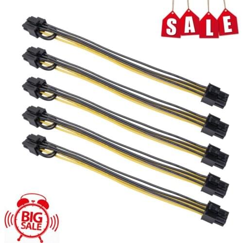 1Pc 6 Pin PCI Express to Dual PCIE 8 (6+2) Pin Power Cable 20/50cm Motherboard Graphics Card PCI-E GPU Power Data Cable Splitter