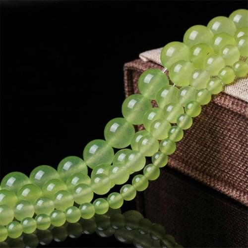 Grade A Natural Apple Green Jade Beads 6mm 8mm 10mm 12mm Smooth Polished Round 15 Inch Strand YZ49
