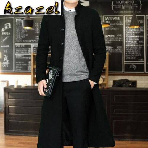 HOT Mens New Korean Slim suit collar Long woollen coat male Knee-length trench coat Men Fashion personality jackets M-4XL