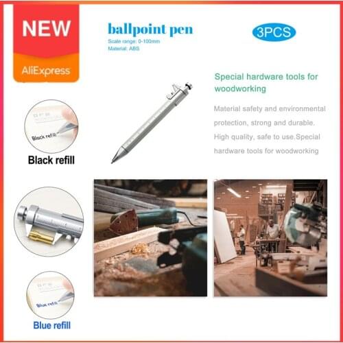 Multifunction Pen Hand Tool Parts Vernier Caliper ABS Ballpoint Pen 1.0mm Silver Pen 0-100MM Creative Stationery Ruler Supplies