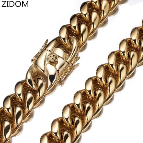 Men Hip hop Chains Necklaces Stainless Steel High quality 6mm-18mm width Miami Cuban chain Necklace Hiphop jewelry
