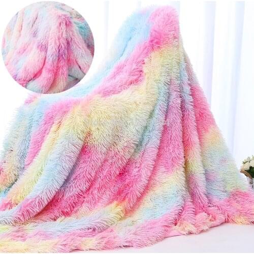 Soft Faux Throw Blanket Shaggy Long Hair Reversible Fleece Blanket Fuzzy Plush Decorative Blankets for Couch Sofa Bed
