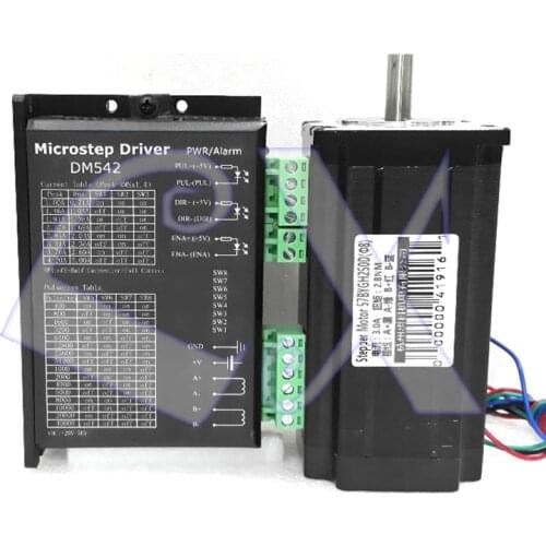 Low Noise 57 112mm 2 Phase DC24V-50V Stepper Motor Driver kits 2.8Nm 3A NEMA23 57BYGH250D Motor + DSP DM542 Driver